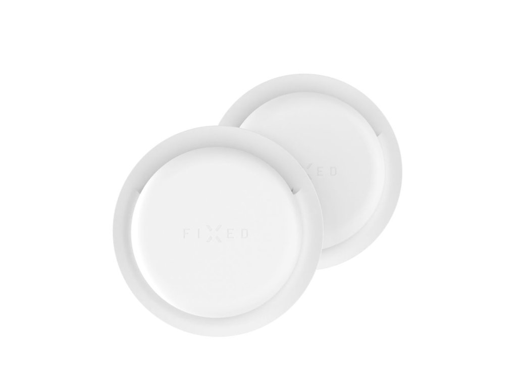 Silikonové nalepovací pouzdro FIXED Silky Sticker pro Apple AirTag, double pack, bílé