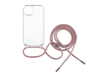 Pouzdro FIXED Pure Neck s růžovou šňůrkou na krk pro Apple iPhone 14 Plus