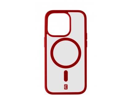 Zadní kryt Cellularline Pop Mag s podporou Magsafe pro Apple iPhone 15 Pro, čirý / červený
