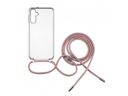 Pouzdro FIXED Pure Neck s růžovou šňůrkou na krk pro Samsung Galaxy A14/A14 5G