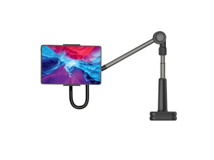 Univerzální držák na tablet/telefon pro upevnění na stůl FIXED Relax s otočným a nastavitelným ramenem, černý