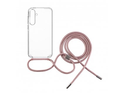 Pouzdro FIXED Pure Neck s růžovou šňůrkou na krk pro Samsung Galaxy A55 5G