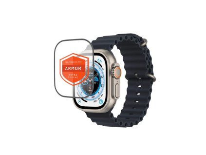 Prémiové ochranné tvrzené sklo FIXED Armor s aplikátorem pro Apple Watch Ultra 49mm/Ultra 2 49mm, černé