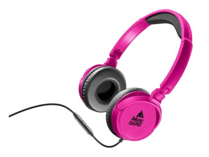 Sluchátka MUSIC SOUND s hlavovým mostem a mikrofonem, růžová