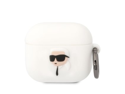 Karl Lagerfeld 3D Logo NFT Karl Head Silikonové Pouzdro pro Airpods 3 White