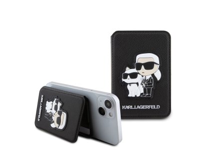 Karl Lagerfeld Karl and Choupette MagSafe Cardslot Peněženka a Stojan Black