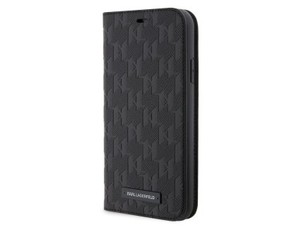 Karl Lagerfeld PU Saffiano Monogram Book Pouzdro pro iPhone 11 Black