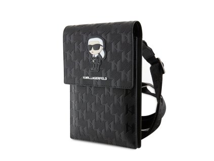 Karl Lagerfeld Saffiano Monogram Ikonik NFT Taška na Telefon Black
