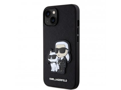 Karl Lagerfeld PU Saffiano Karl and Choupette NFT Zadní Kryt pro iPhone 13 Black