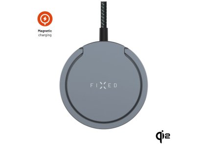 Bezdrátová nabíječka FIXED MagPad Pro s Qi2, podporou MagSafe a stojánkem, 15W, šedá