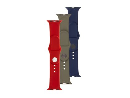 3x set silikonových řemínků FIXED Silicone Strap pro Apple Watch 42/44/45/46/49mm v různých barvách, variace 3