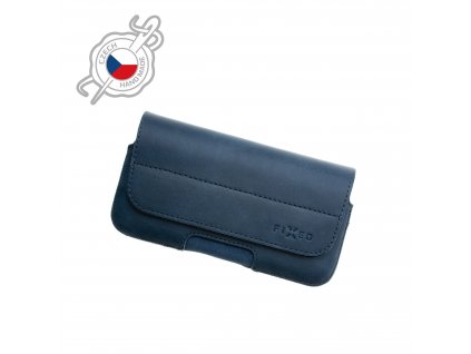 Horizontální kožené pouzdro FIXED Posh se zavíráním, velikost 6XL, modré