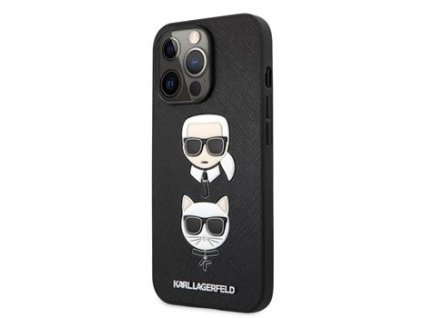Karl Lagerfeld PU Saffiano Karl and Choupette Heads Kryt pro iPhone 13 Pro Black