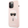 Karl Lagerfeld Liquid Silicone Karl Head Zadní Kryt pro iPhone 13 Pro Light Pink