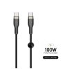 Nabíjecí a datový opletený kabel FIXED s konektory USB-C/USB-C a podporou PD, 1.2m, USB 2.0, 100W, černý