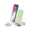 Stojánek pro bezrátové nabíjení Cellularline Wireless Fast Charger Stand + Fast Charge adaptér 10W, Qi standard, bílý