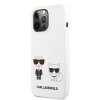 Karl Lagerfeld and Choupette Liquid Silicone Zadní Kryt pro iPhone 13 Pro White