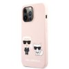 Karl Lagerfeld and Choupette Liquid Silicone Zadní Kryt pro iPhone 13 Pro Pink