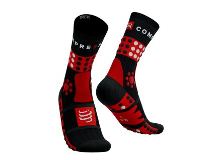 ponožky compressport trekking socks black red