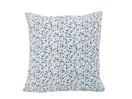 Povlak na polštář bavlněný Stanex kvítek-pruh modrý (LS194), 40 x 40 cm, Knoflíkové