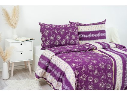 Povlak na polštář bavlněný Stanex purple (LS199), 90 x 70 cm, Zip