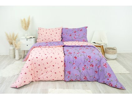 Ložní povlečení bavlněné Stanex fleur (LS200), 140 x 200 + 90 x 70, Zip