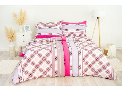 Povlak na polštář bavlněný Stanex kostka růžová (LS216), 90 x 70 cm, Zip