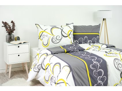 Povlak na polštář bavlněný Stanex srdce zelená (LS230), 90 x 70 cm, Zip