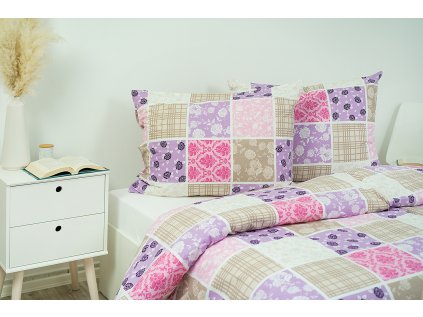 Povlak na polštář bavlněný Stanex pečvork růžový (LS237), 90 x 70 cm, Knoflíkové