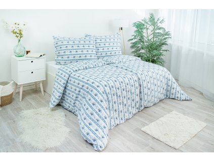 Povlak na polštář bavlněný Stanex retro modré (LS249), 90 x 70 cm, Zip