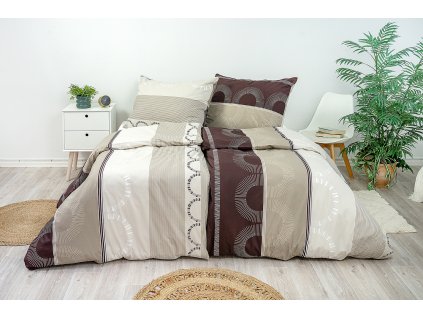 Ložní povlečení bavlněné Stanex machiato (LS274), 140 x 200 + 90 x 70, Zip