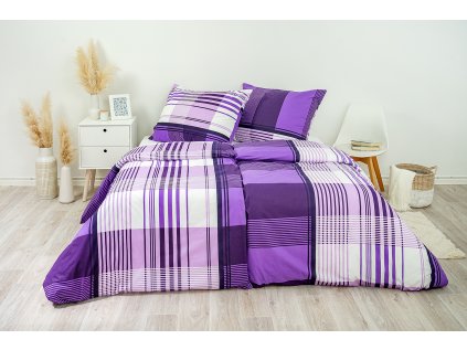 Ložní povlečení bavlněné Stanex Sofie fialová (LS278), 140 x 220 + 90 x 70, Knoflíkové