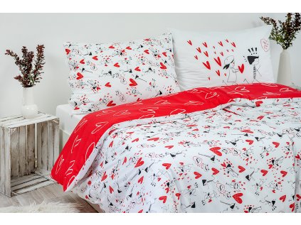 Povlak na polštář bavlněný Stanex love (LS162), 90 x 70 cm, Knoflíkové
