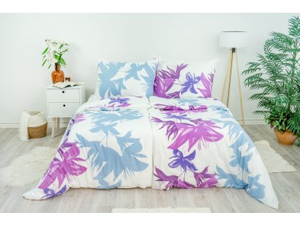 Ložní povlečení bavlněné Stanex Nela fialová (LS235), 140 x 220 + 90 x 70, Zip