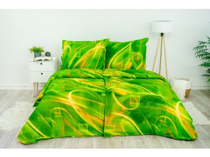 Ložní povlečení bavlněné Stanex duha zelená (LS02), 140 x 220 + 90 x 70, Knoflíkové