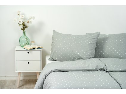 Povlak na polštář bavlněný Stanex šedý puntík (LS365), 90 x 70 cm, Zip