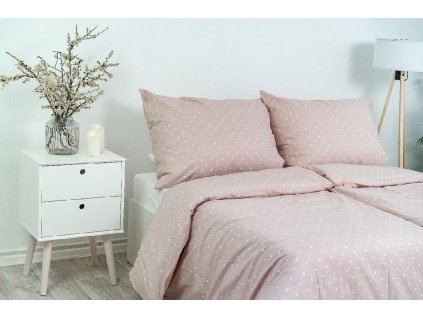 Povlak na polštář bavlněný Stanex růžový puntík (LS373), 90 x 70 cm, Zip