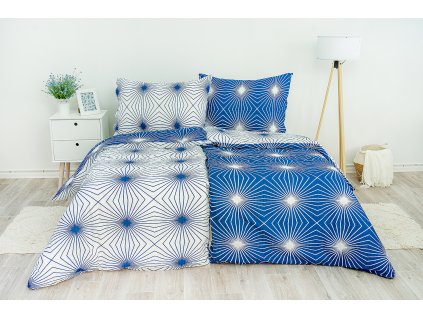 Ložní povlečení krepové Stanex úsvit modrý (LS205), 140 x 220 + 90 x 70, Knoflíkové