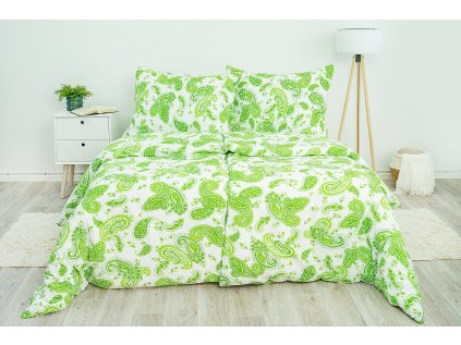 Ložní povlečení krepové Stanex green (LS209), 140 x 220 + 90 x 70, Knoflíkové