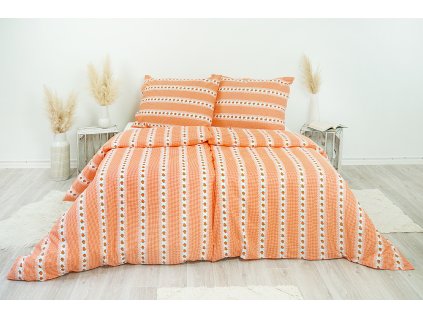 Ložní povlečení krepové Stanex Barunka oranžová (LS175), 140 x 220 + 90 x 70, Knoflíkové