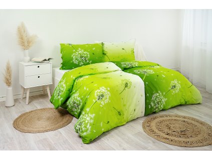 Povlak na polštář krepový Stanex pampeliška zelená (LS295), 90 x 70 cm, Knoflíkové