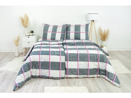 Ložní povlečení krepové Stanex obdélník šedý (LS21), 140 x 220 + 90 x 70, Zip