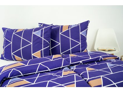 Povlak na polštář krepový Stanex pyramidy fialové (LS298), 90 x 70 cm, Knoflíkové