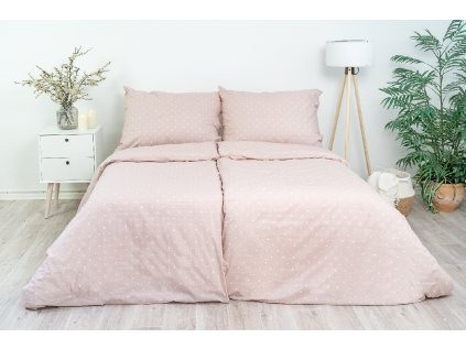 Ložní povlečení krepové Stanex růžový puntík (LS373), 140 x 220 + 90 x 70, Zip