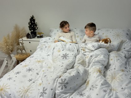 Ložní povlečení krepové Stanex magic white (LS387), 140 x 220 + 90 x 70, Knoflíkové