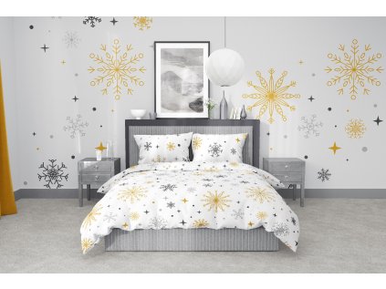 Ložní povlečení krepové Stanex magic white (LS387), 140 x 220 + 90 x 70, Knoflíkové