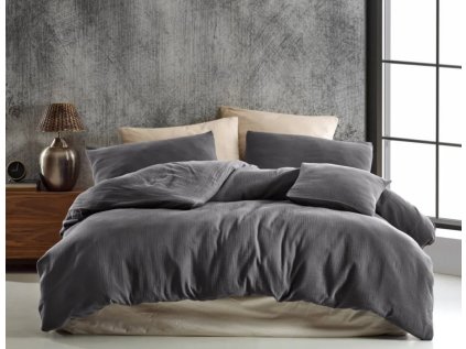 Povlak na polštář mušelínový Stanex tmavě šedý (LS377), 90 x 70 cm, Zip