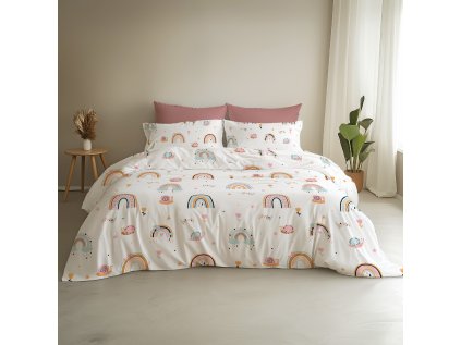 Ložní povlečení krepové Stanex duha (LS411), 140 x 200 + 90 x 70, Zip