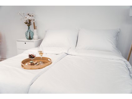 Ložní povlečení atlas grádl Stanex proužek 4mm bílý (LS418), 140 x 200 + 90 x 70 , Zip