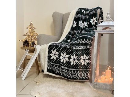 Beránková deka Winter zelený, 150 x 200